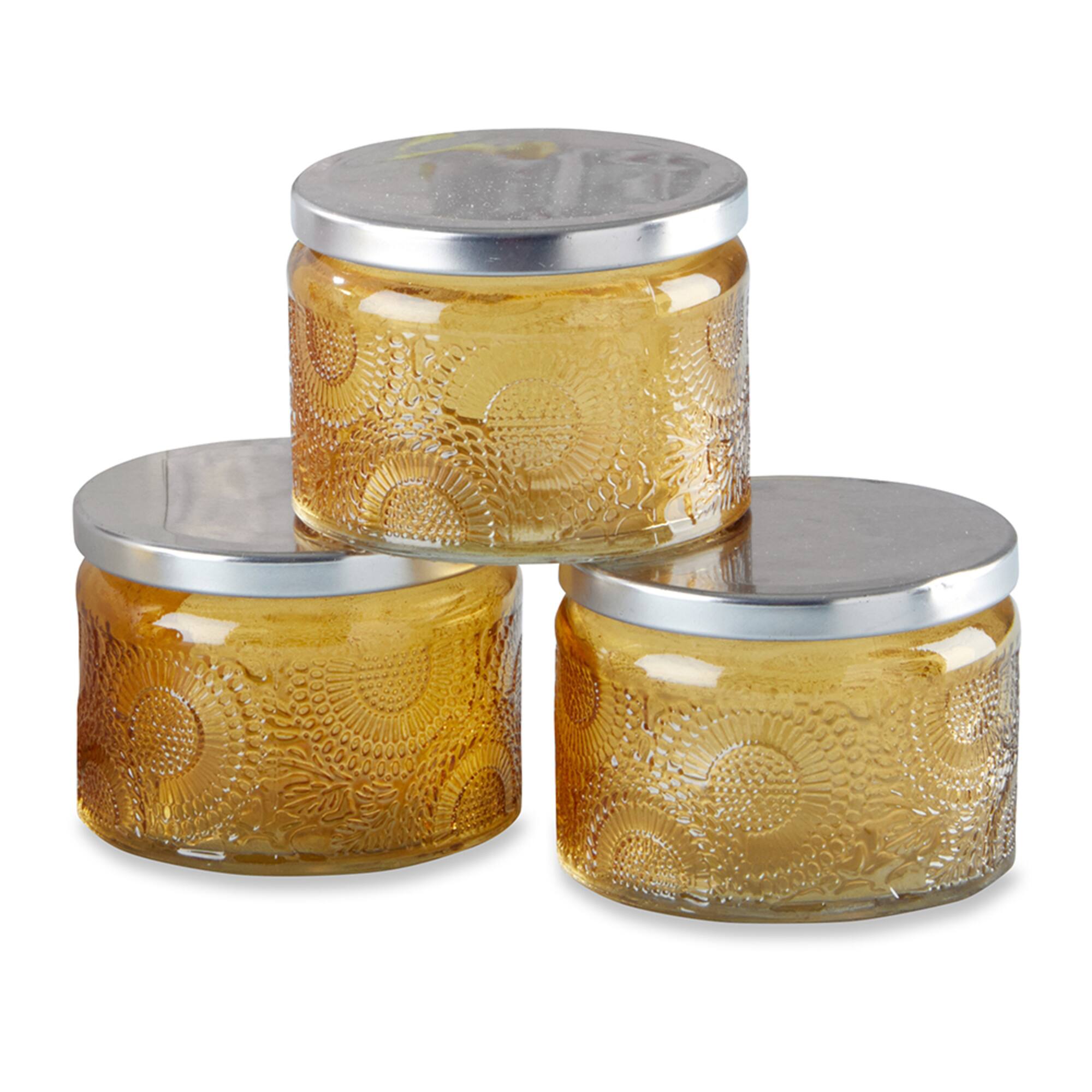 Kate Aspen® Amber Garden Blooms Glass Tea Light Holder, 4ct.